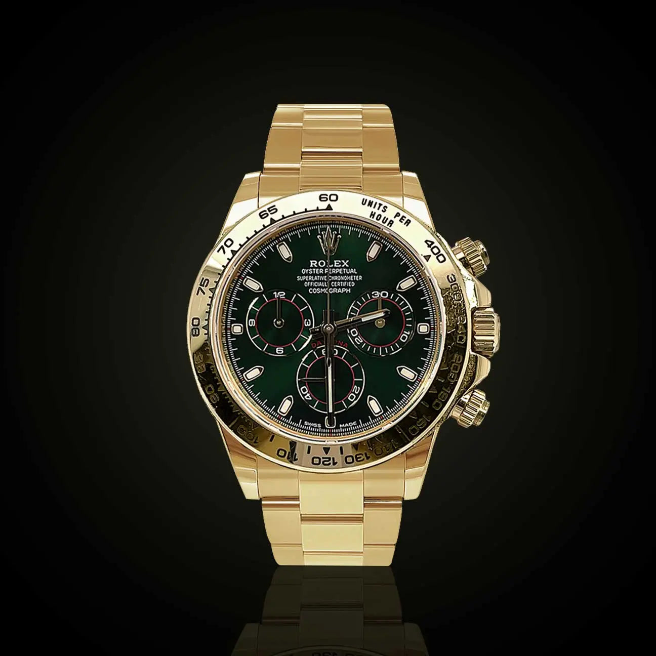 Rolex daytona gold green clearance price