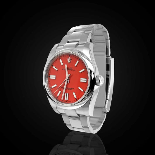 Rolex Oyster Perpetual 41 mm Coral Red Dial 124300-0007